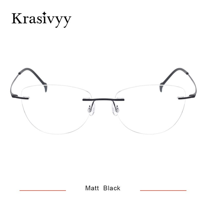 Krasivyy Women's Rimless Glasses Square Screwless Titanium Eyeglasses Kr16007 Rimless Krasivyy Matt Black  