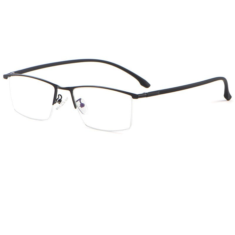 Yimaruili Men's Semi Rim Carbon Fiber Alloy Frame Eyeglasses 96071 Semi Rim Yimaruili Eyeglasses Black China 