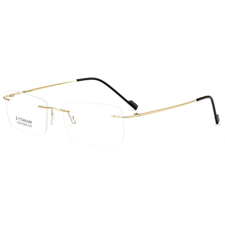 KatKani Men's Rimless β Titanium Alloy Frame Eyeglasses K6036 Rimless KatKani Eyeglasses Gold  
