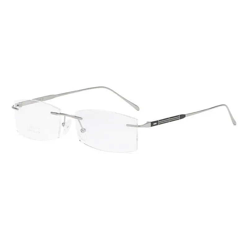 Zirosat 9183 Pure Titanium Rimless Unisex Eyeglasses - silver