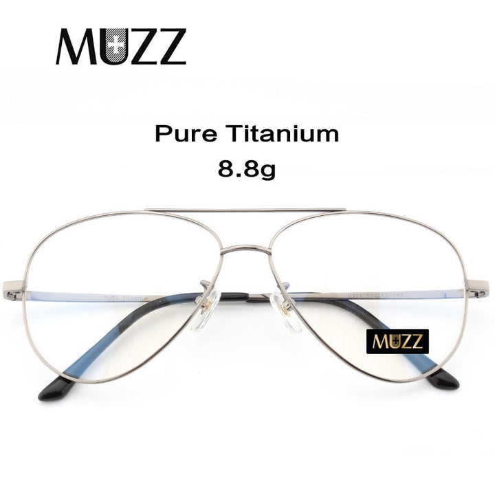 Muzz Unisex Full Rim Round Pilot Double Bridge Titanium Frame Eyeglasses L8361 Full Rim Muzz   