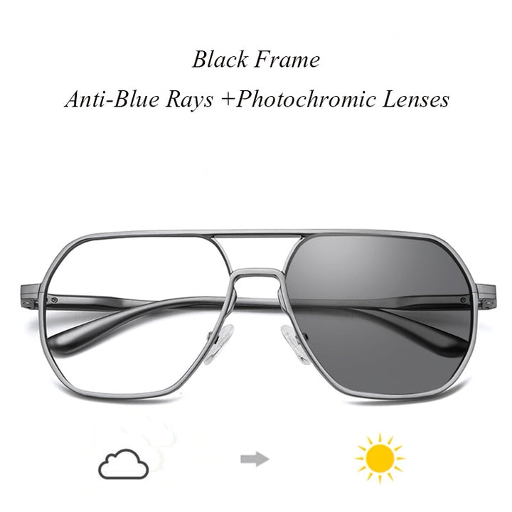 Unisex Eyeglasses Oversized Anti-Blue Rays Photochromic Lenses 8692 Frame Hdcrafter Eyeglasses Black Frame 1  
