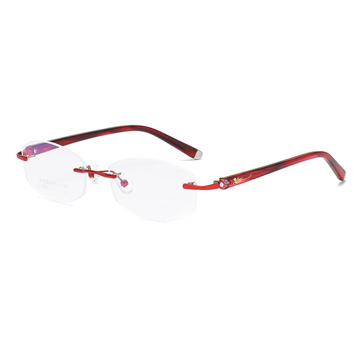 Zirosat 58069 Women's Eyeglasses Alloy Tint Lenses Diamond Cutting Rimless Titanium Rimless Zirosat red  