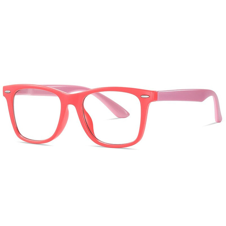 KatKani Unsiex Children's Full Rim TR 90 Resin Plated Titanium Eyeglasses Zc823 Full Rim KatKani Eyeglasses Bright Pink  