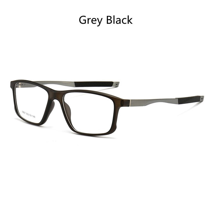 KatKani Men's Full Rim TR90 Aluminum Magnesium Square Frame Sports Eyeglasses 5827 Full Rim KatKani Eyeglasses Black Grey  