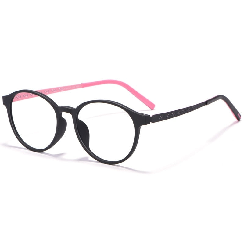 Yimaruili Unisex Full Rim Round Titanium Frame Eyeglasses 8868T Full Rim Yimaruili Eyeglasses Black Pink  