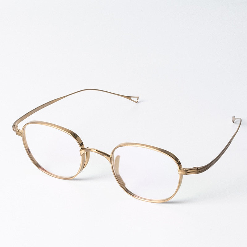 Muzz Men's Full Rim Square Oval Titanium Frame Eyeglasses 210518 Full Rim Muzz Gold  