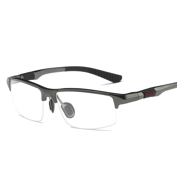 Yimaruili Men's Semi Rim Square Aluminum Magnesium Sport Eyeglasses Y3121 Semi Rim Yimaruili Eyeglasses Gun  
