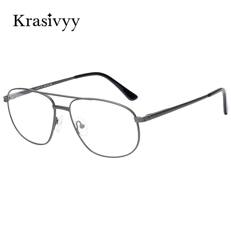Krasivyy Men's Full Rim Oversize Oval Square Double Bridge Titanium Eyeglasses Kr3077 Full Rim Krasivyy   