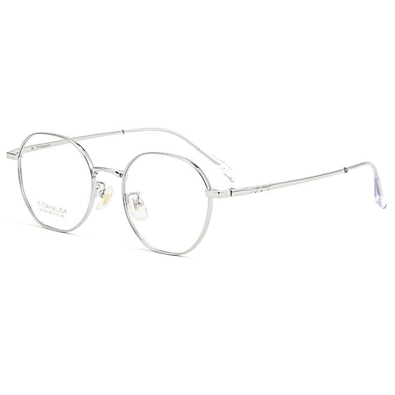 Hotony Women's Full Rim Round Titanium Frame Eyeglasses S1918 Full Rim Hotony Silver  