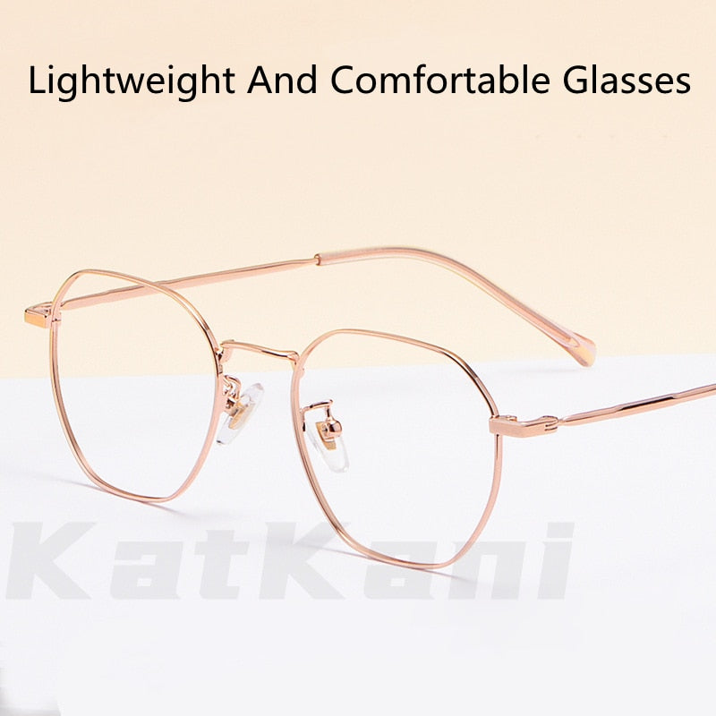 KatKani Unisex Full Rim Polygonal Titanium Frame Eyeglasses K2018 Full Rim KatKani Eyeglasses   