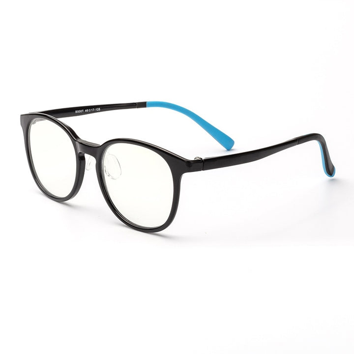 KatKani Unisex Children's Full Rim Round Silicone Frame Eyeglasses B5001 Full Rim KatKani Eyeglasses Black  