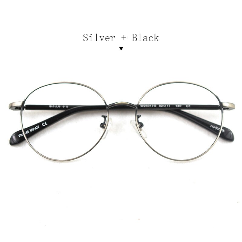 Hdcrafter Unisex Full Rim Round Alloy Frame Eyeglasses W26017g Full Rim Hdcrafter Eyeglasses Silver-Black  