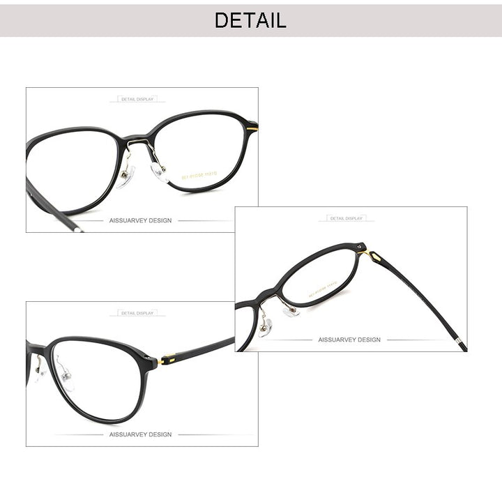 Aissurvey Unisex Full Rim Round Ultem Frame Eyeglasses As60100 Full Rim Aissuarvey Eyeglasses   
