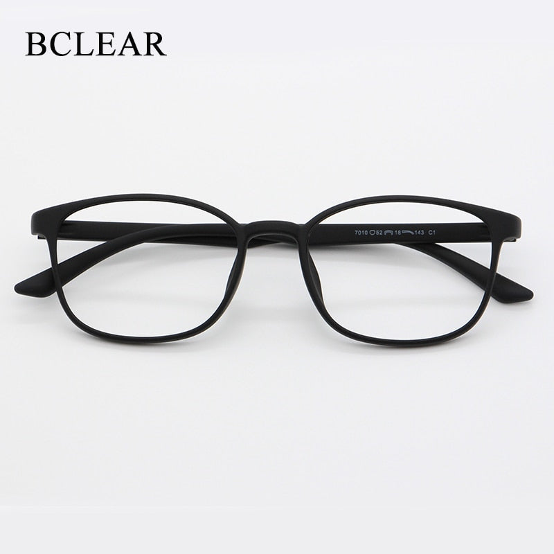 Unisex Full Rim Rectangular TR-90 Titanium Frame Eyeglasses My7010 Full Rim Bclear Matte black  