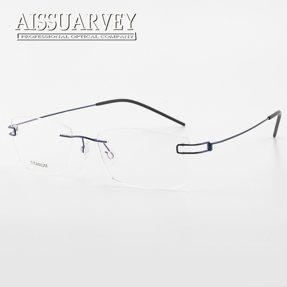 Aissuarvey Unisex Rimless Titanium Frame Eyeglasses As28610 Rimless Aissuarvey Eyeglasses Blue  
