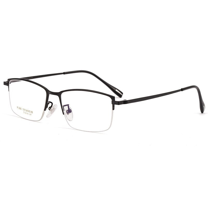 Aissuarvey Semi Rim Titanium Square Frame Men's Eyeglasses Semi Rim Aissuarvey Eyeglasses black  