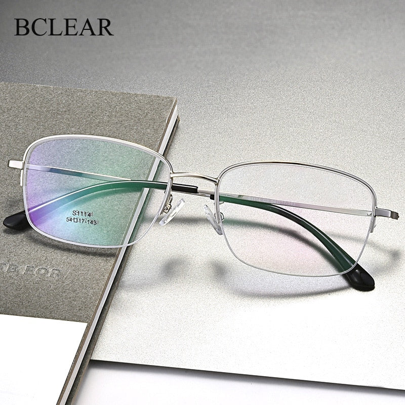 Men's Semi Rim IP Electroplated Titanium Alloy Frame Eyeglasses Zt1114 Semi Rim Bclear   