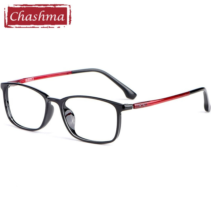 Unisex Eyeglasses 9801 Plastic Titanium TR90 Frame Chashma Black with Red  