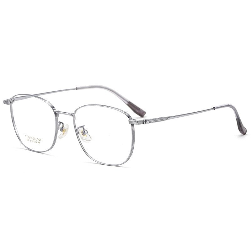KatKani Unisex Full Rim Titanium Round Frame Eyeglasses  K5013 Full Rim KatKani Eyeglasses Silver  