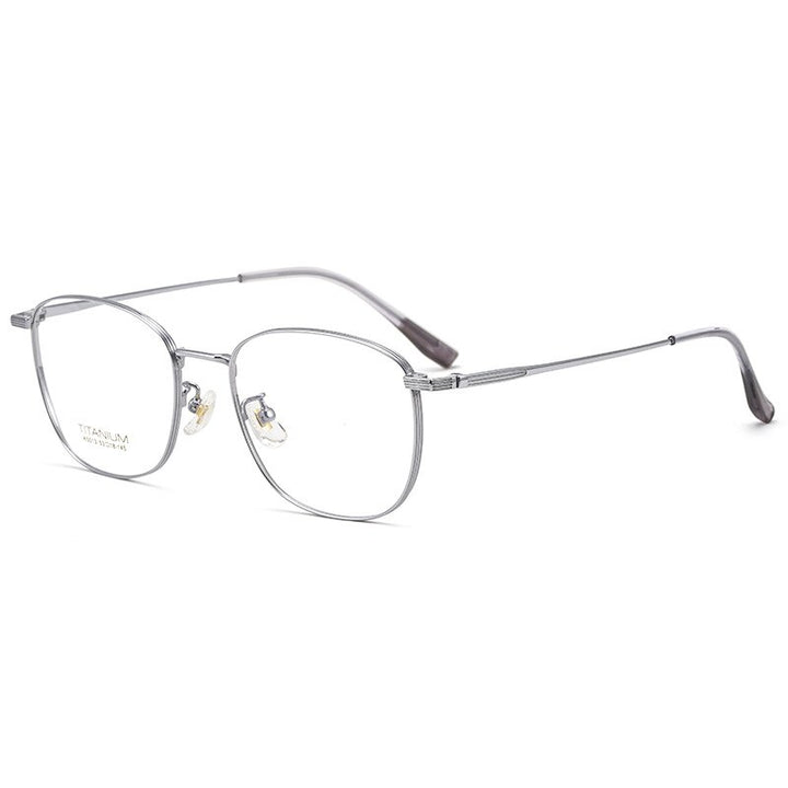 KatKani Unisex Full Rim Titanium Round Frame Eyeglasses  K5013 Full Rim KatKani Eyeglasses Silver  