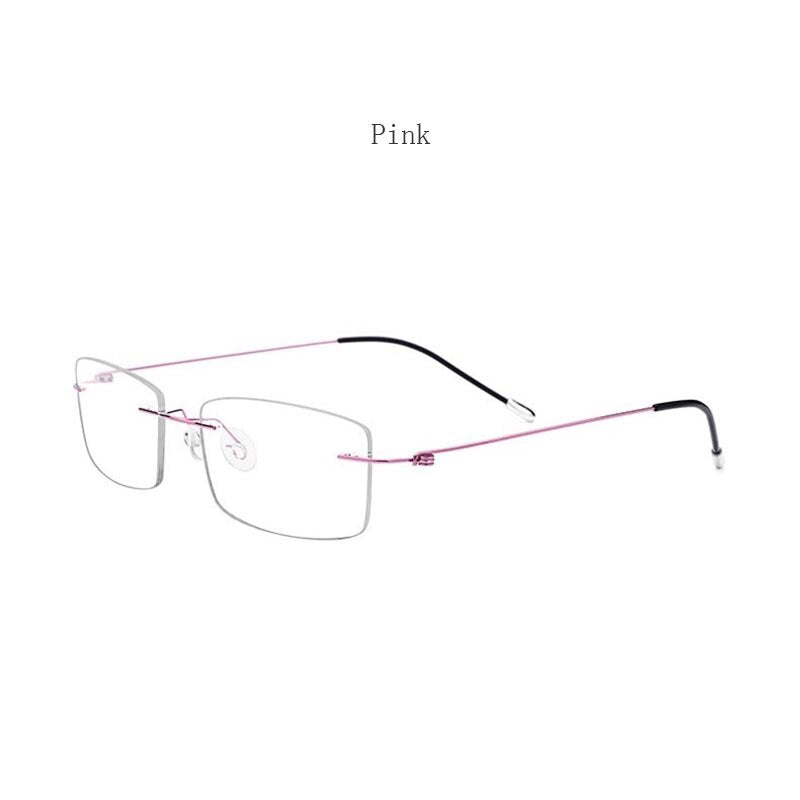 Hdcrafter Women's Rimless Rectangle Titanium Frame Eyeglasses P8361 Rimless Hdcrafter Eyeglasses pink  