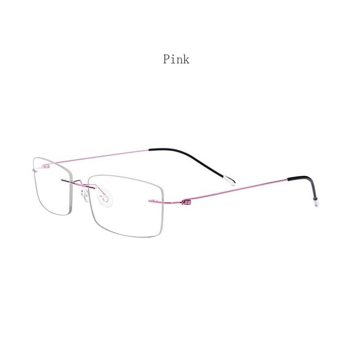 Hdcrafter Women's Rimless Rectangle Titanium Frame Eyeglasses P8361 Rimless Hdcrafter Eyeglasses pink  