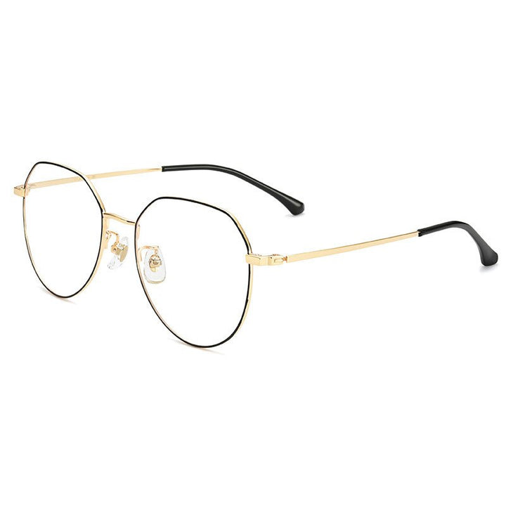 Handoer Unisex Full Rim Oval Round Titanium Eyeglasses 89180 Full Rim Handoer BLACK GOLD  