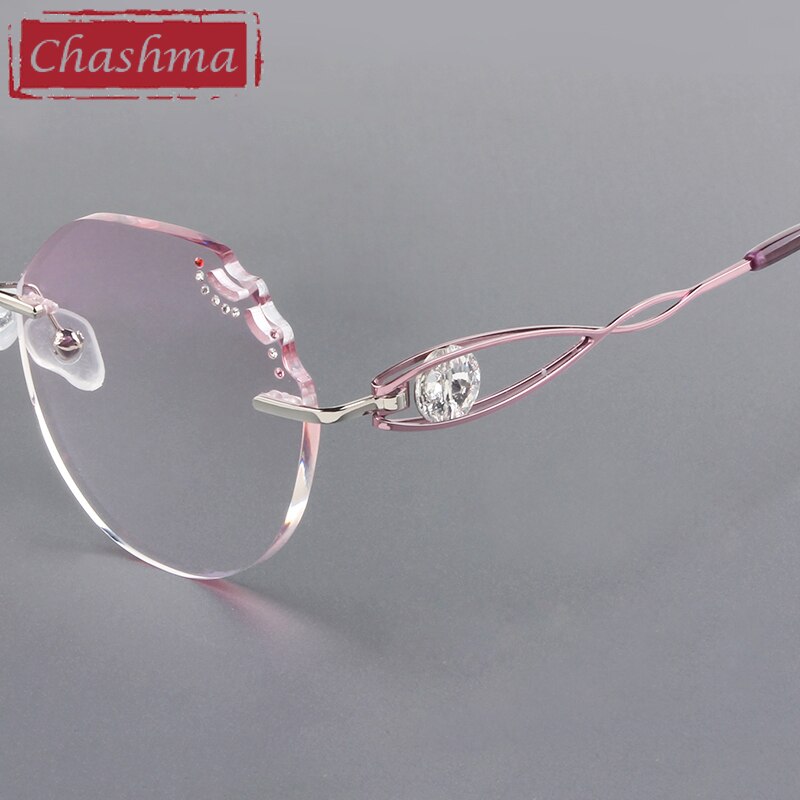Chashma Women's Rimless Round Titanium Alloy Diamond Cut Frame Eyeglasses A88022 Rimless Chashma   