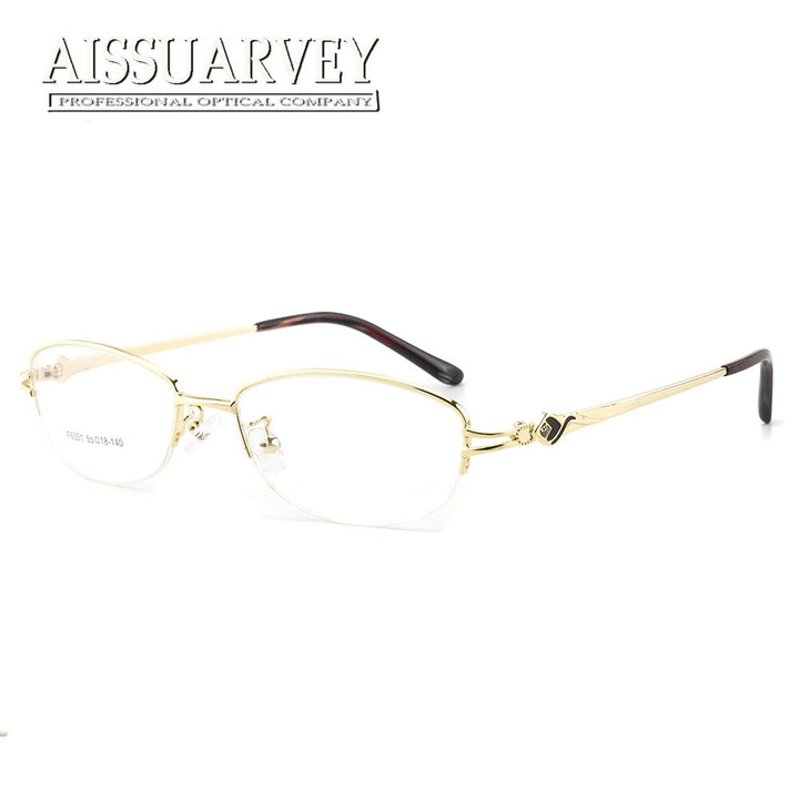 Aissuarvey Women's Semi Rim Alloy Frame Eyeglasses Asf6001 Semi Rim Aissuarvey Eyeglasses Gold  