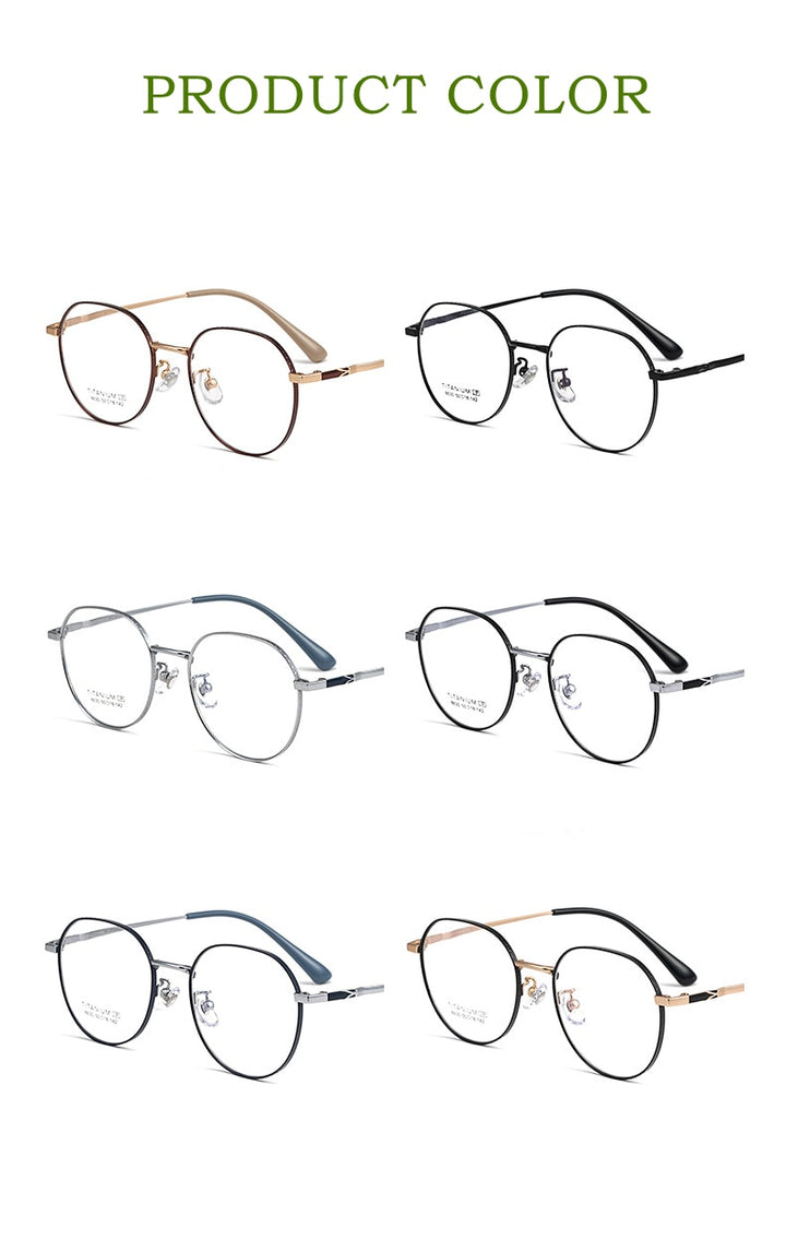 Yimaruili Unisex Full Rim Round Titanium IP Frame Eyeglasses 8630F Full Rim Yimaruili Eyeglasses   