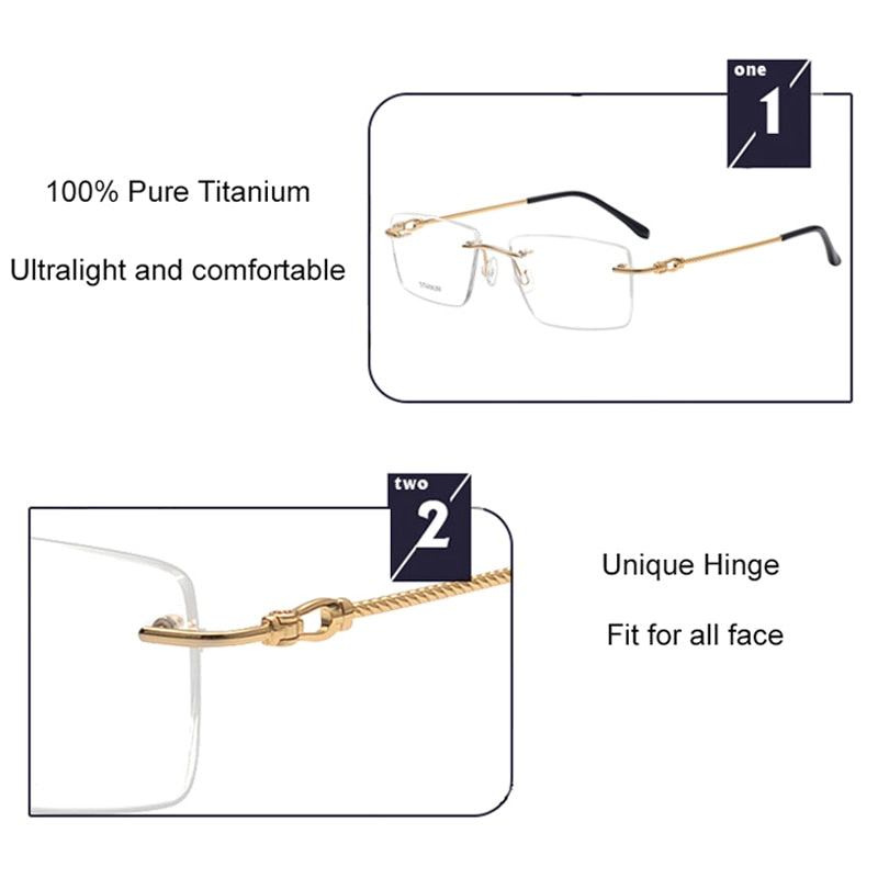 Krasivyy Men's Rimless Square Titanium  Eyeglasses Kr16061 Rimless Krasivyy   