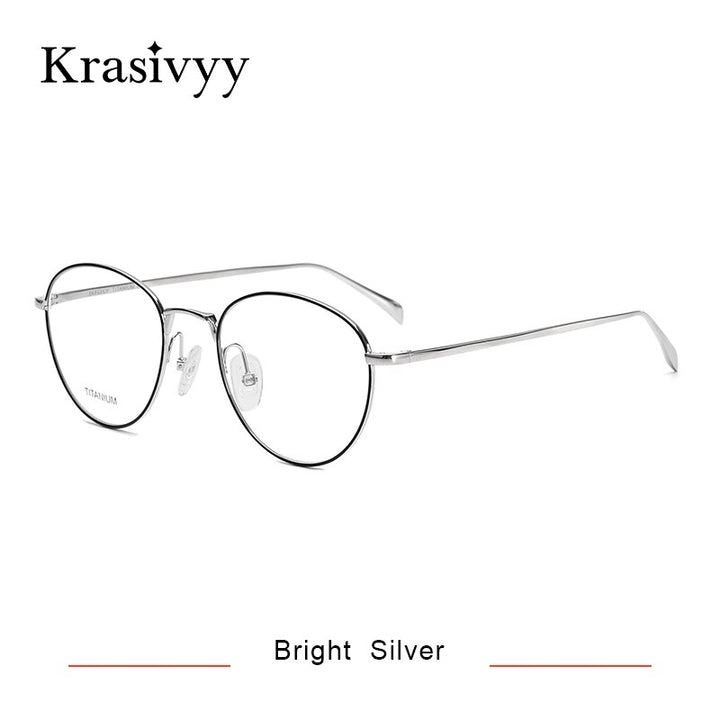Krasivyy Unisex Full Rim Round Titanium Eyeglasses Kr16063 Full Rim Krasivyy Bright Silver China 