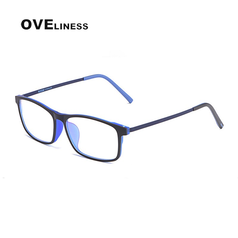 Oveliness Unisex Full Rim Square Ultem Resin Titanium Eyeglasses Ol20p99 Full Rim Oveliness Black Blue  