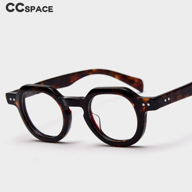CCspace Unisex Full Rim Round Acetate Frame Eyeglasses 49875 Full Rim CCspace   