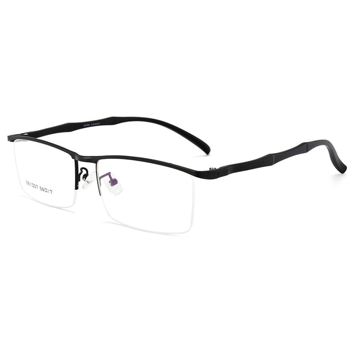 Men's Eyeglasses Browline Half Rim Metal Alloy S61007 Semi Rim Gmei Optical Black  