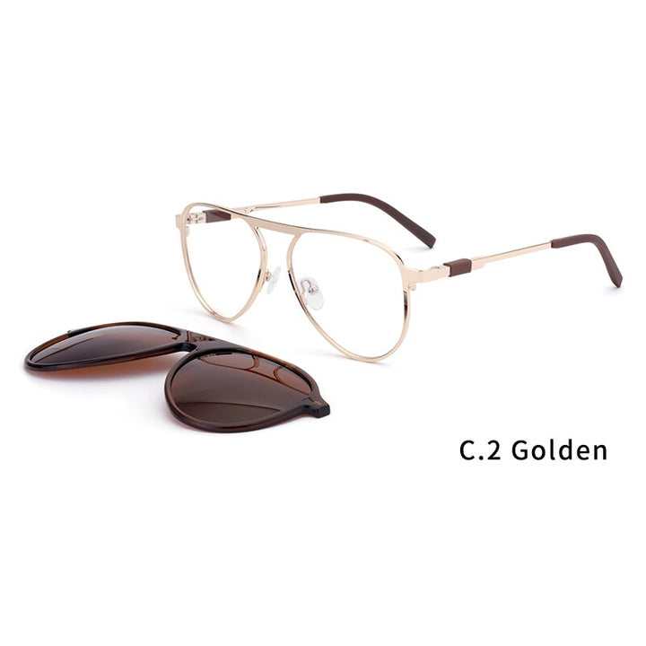 Kansept Unisex Full Rim Oval Alloy Frame Eyeglasses Magnetic Polarized Clip On Sunglasses 69890 Clip On Sunglasses Kansept 69890C2  