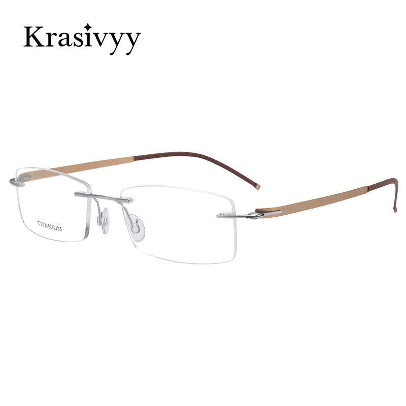 Krasivyy Unisex Rimless Square Screwless Titanium Eyeglasses Kr5001 Rimless Krasivyy   