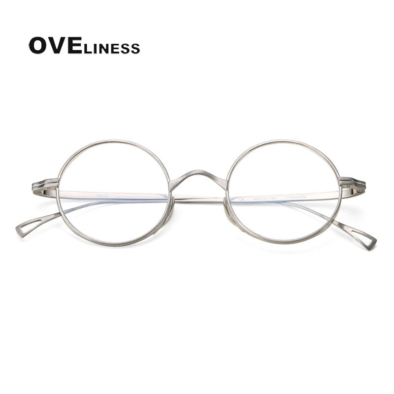 Oveliness Unisex Full Rim Small Round Titanium Eyeglasses 10518 Full Rim Oveliness Silver China 