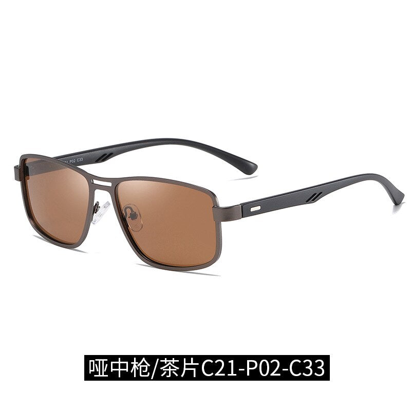 Men's Full Rim Alloy Frame Sunglasses Polarized Lenses 5925 Sunglasses Bclear C 21  