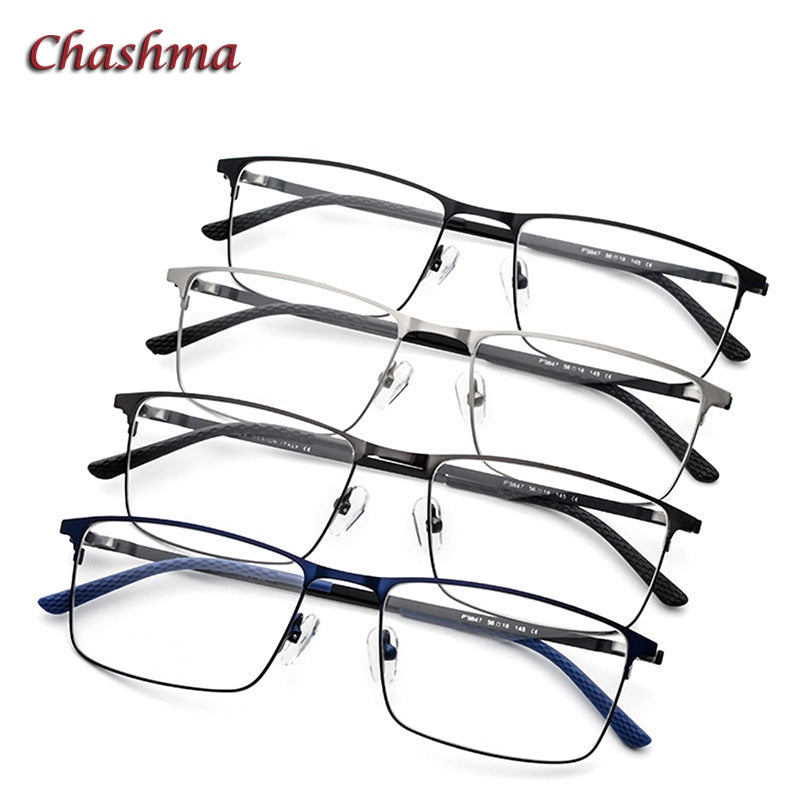 Chashma Ochki Men's Full Rim Square Titanium Alloy Eyeglasses 9847 Full Rim Chashma Ochki   