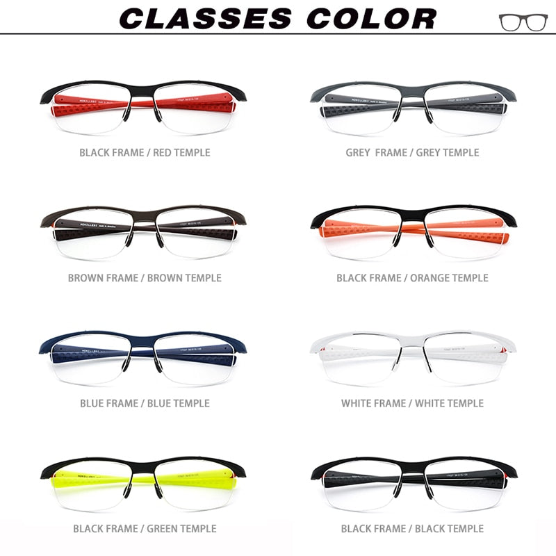 Hdcrafter Men's Semi Rim Rectangle TR 90 Sports Frame Eyeglasses 7027 Sport Eyewear Hdcrafter Eyeglasses   
