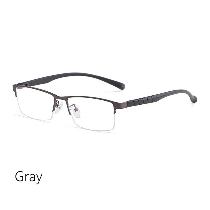 Yimaruili Men's Semi Rim Alloy Frame Eyeglasses 89033 Semi Rim Yimaruili Eyeglasses Gray China 