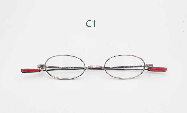 Yujo Unisex Full Rim Small Oval Handcrafted Titanium Reading Glasses 42*23mm Reading Glasses Yujo China 0 C1