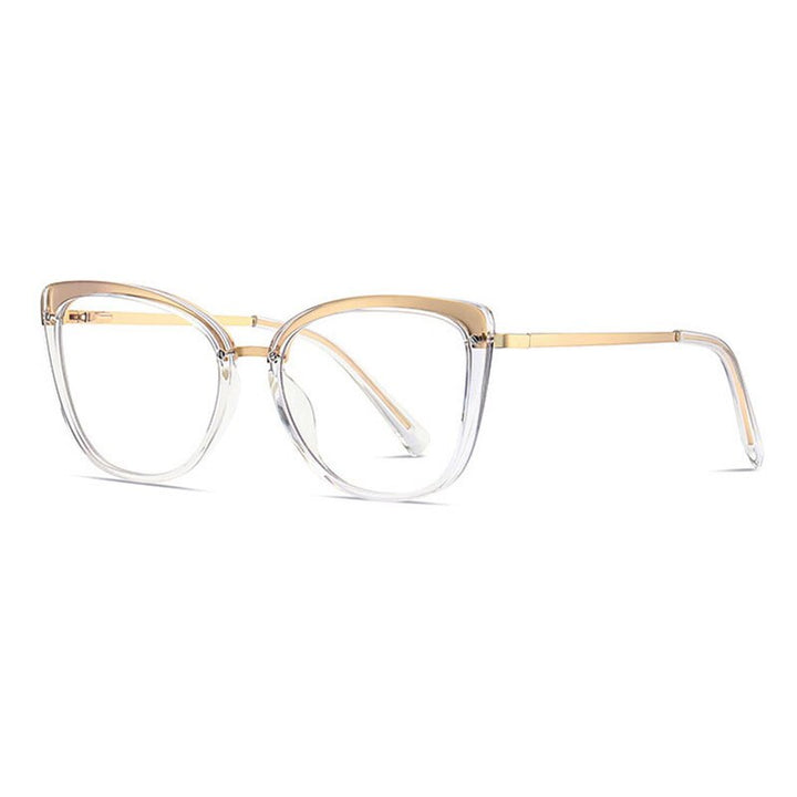 Hotony Women's Full Rim Square TR 90 Frame Eyeglasses 2076 Full Rim Hotony Gold  