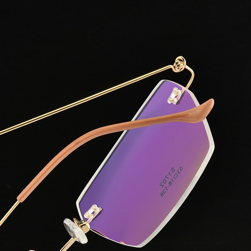 Unisex Rimless Polygon Titanium Alloy Frame Eyeglasses Customizable Lenses Zt1702 Rimless Bclear   