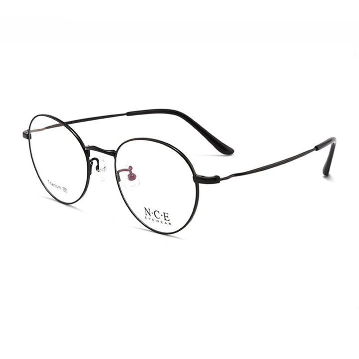 Unisex Full Rim Round Titanium Frame Eyeglasses Sc8297 Full Rim Bclear black  