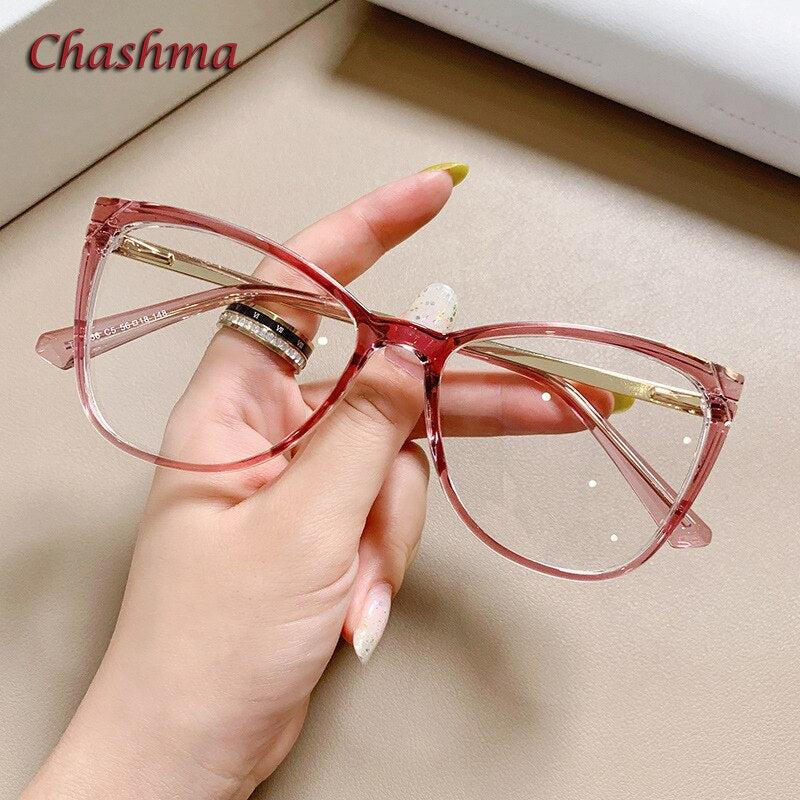 Chashma Ochki Women's Full Rim Square Cat Eye Tr 90 Titanium Eyeglasses 7856 Full Rim Chashma Ochki   