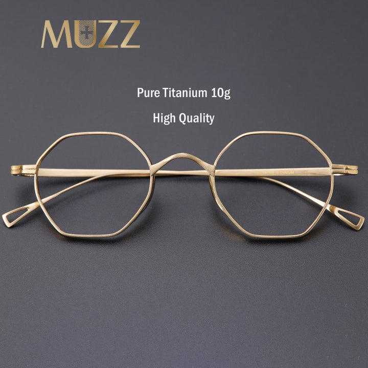 Muzz Unisex Full Rim Polygon Round Titanium Frame Eyeglasses 152 Full Rim Muzz   