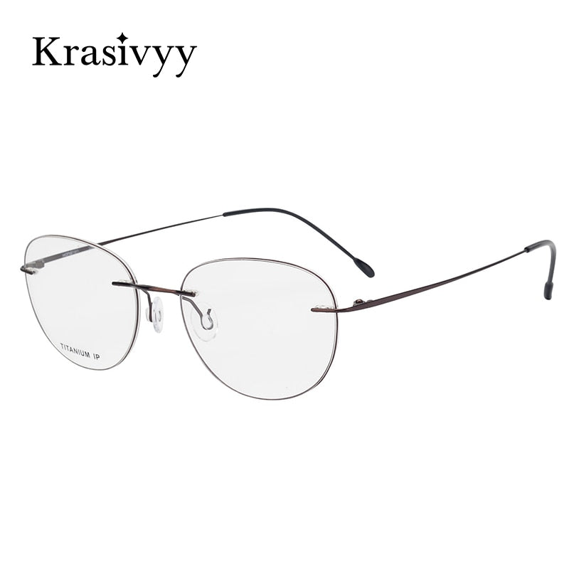 Krasivyy Unisex Rimless Round Square Titanium Eyeglasses Ls03 Rimless Krasivyy   